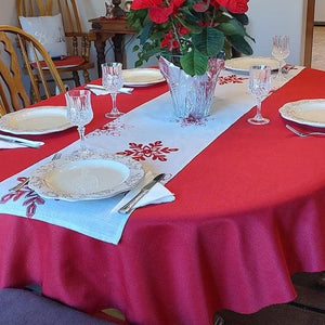 Holiday red oval Christmas tablecloth