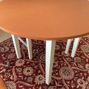 Orange round fitted tablecloth, table topper with elastic