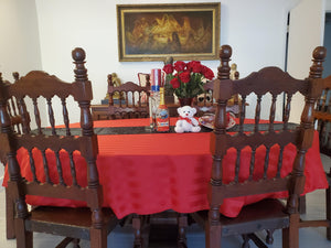 Poly Stripe red Oval Table cloth 
