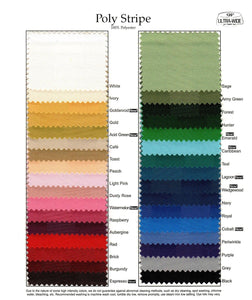 Poly stripe tablecloth colors that are available, color swatches