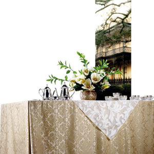 Rectangular Fitted Tablecloth Demo Height 36" & 42" Saxony Damask - Premier Table Linens - PTL 