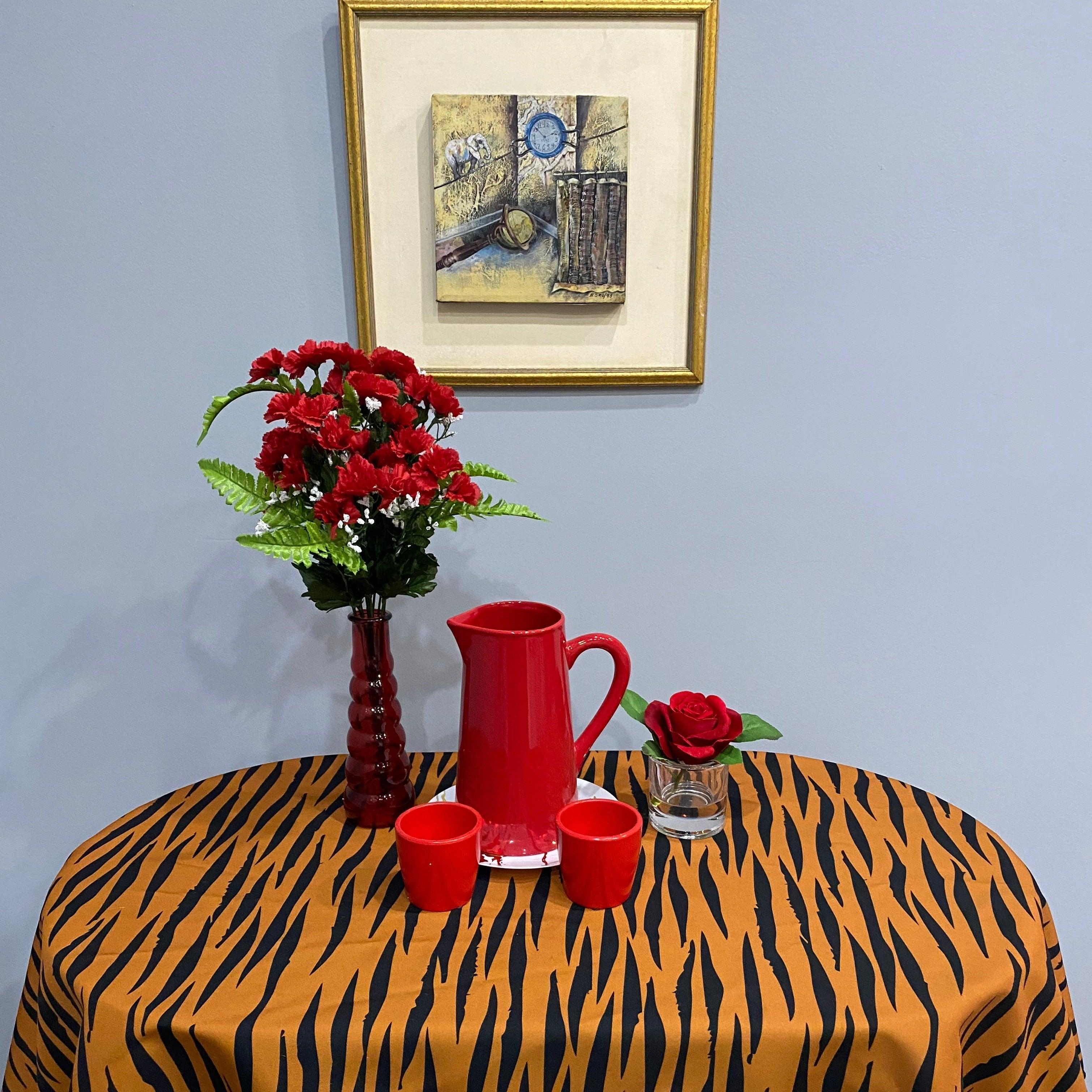 Zebra print table outlet skirt