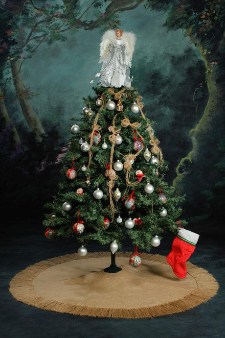 Round Burlap Christmas Tree Skirt - Premier Table Linens - PTL 