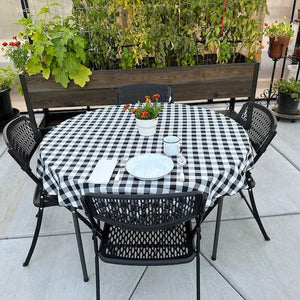 Round Checkered Tablecloth, Gingham Table cloth