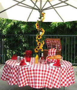 Checkered tablecloth with umbrella hole red and white Gingham