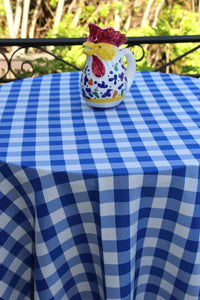 Blue gingham tablecloth