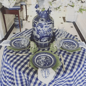 Round Checkered Tablecloth