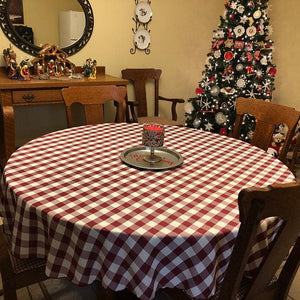 red and white checkered tablecloth Christmas