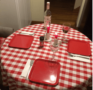 red and white checkered tablecloth at a restaurant
