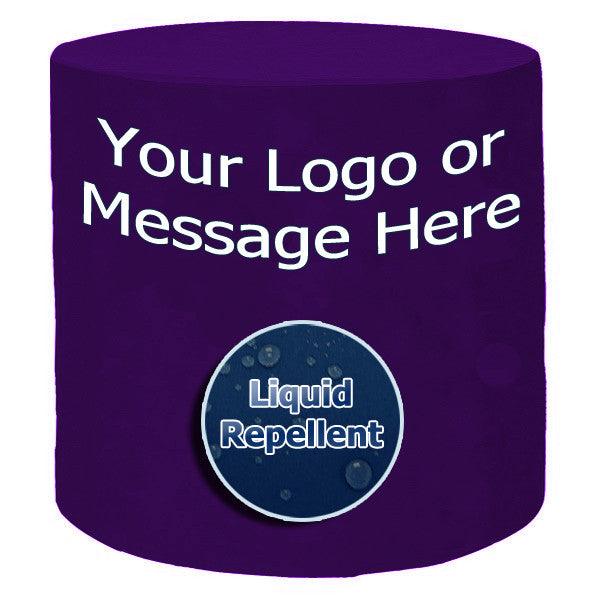 Round Custom Printed Liquid Repellent Fitted Table Cover - Front Panel Print - Premier Table Linens - PTL 