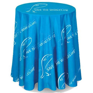 Light Blue Branded table throw for the save the whales foundation