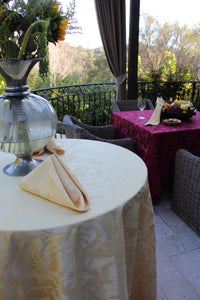 Melrose damask table linens and dinner napkins