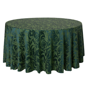 Round green damask tablecloth