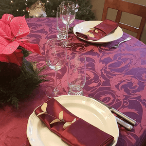 Melrose damask tablecloth during Christmas