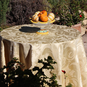 Ivory Round melrose damask tablecloth 