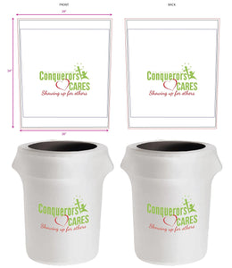 White Trash can cover mock-ups with single-color print for conquerors' cares
