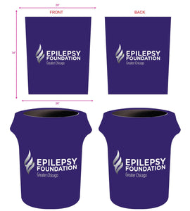 Mock-up of Spandex fully printed trash cover for the Epilepsy Foundation