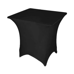 Black Square fitted Spandex tablecloth on table