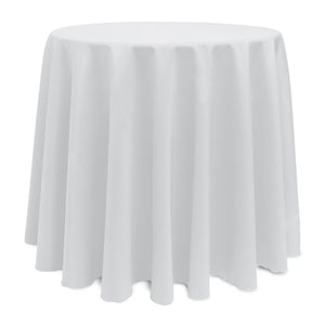 White 132" Round Poly Premier Tablecloth - Premier Table Linens - PTL 