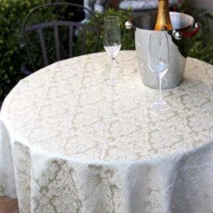White 132" Round Saxony Damask Tablecloth - Premier Table Linens - PTL 