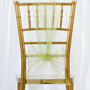 10 Organza Chair Sashes - Premier Table Linens - PTL Apple Green 