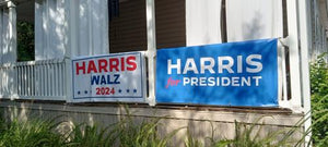 Harris for president hanging banner