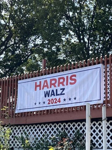 Harris alz presidential banner hanging