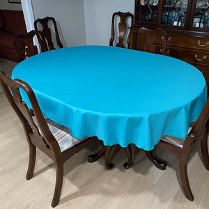 Beautiful turquoise oval tablecloth