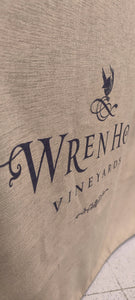 Single color print on a Faux Burlap tablecloth for Wren Ho Vineyards