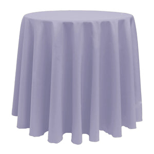 Ice Blue poly premier tablecloth on round table