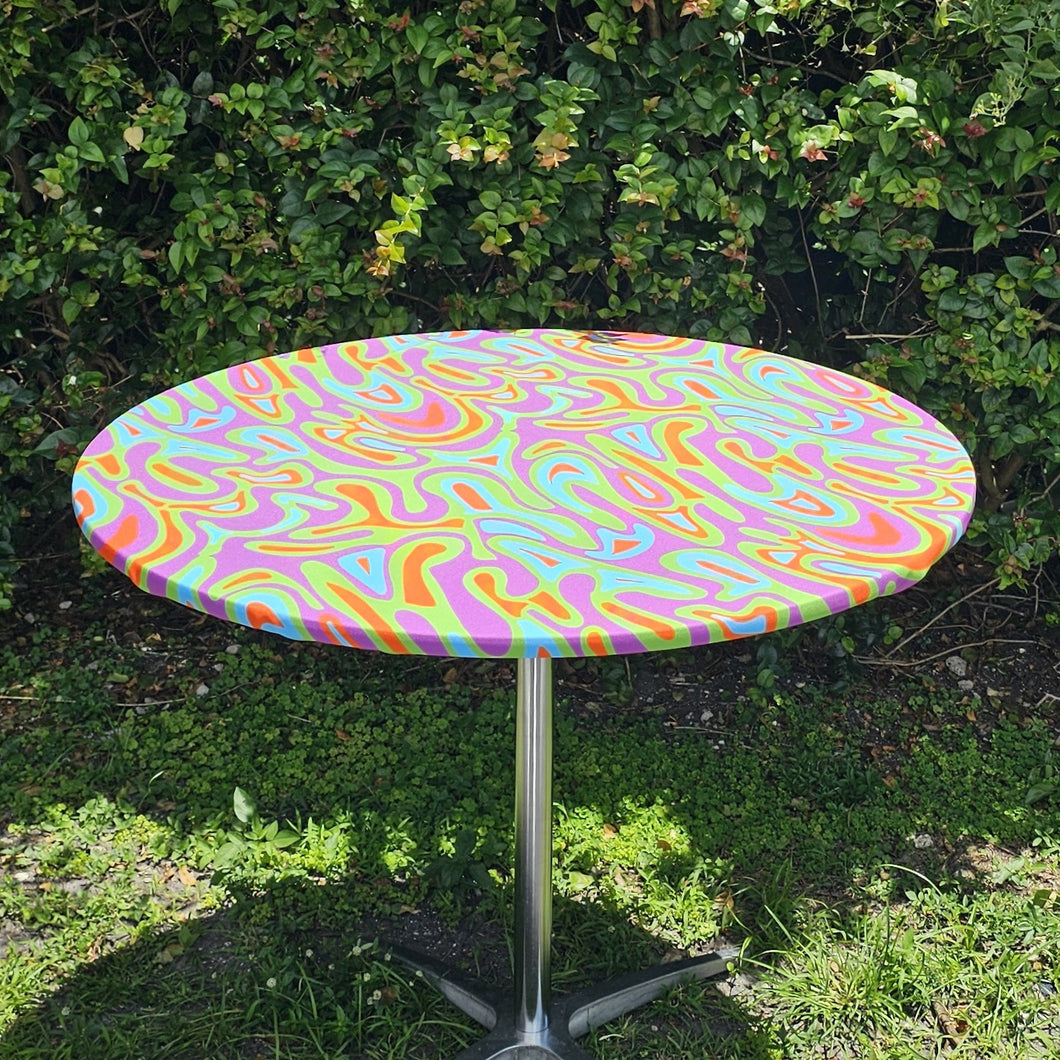 Round Fitted Tablecloth, Table Topper With Elastic, 144 Prints