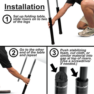 installation guide for 36" Table Leg Riser For Tables With Straight Legs