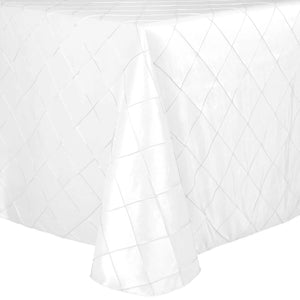 White Bombay Pintuck tablecloth on a white background