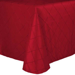 Red Bombay Pintuck tablecloth on a white background