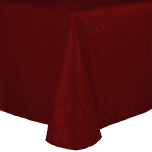 Burgundy Bombay Pintuck tablecloth on a white background