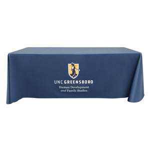 6 foot custom printed tablecloth for UNC greensboro