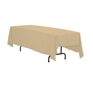 Camel 60" x 90" Rectangular Poly Premier Tablecloth