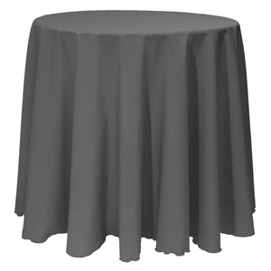 Teal poly premier tablecloth on round table