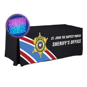 Custom-printed Fitted tablecloth with full-color front panel print for the St. John Sheriff's Office