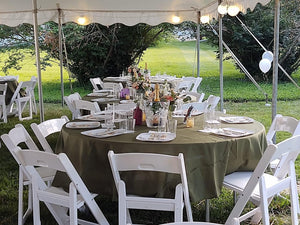 round tablecloth wedding reception under tnt