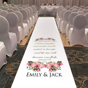 Custom Printed and fully dye sublimated aisle runner for wedding ceremony