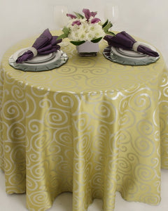 Oval Art Deco Metallic Jacquard Tablecloth