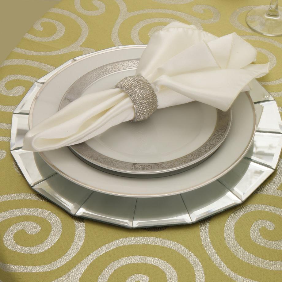 Square Art Deco Metallic Jacquard Tablecloth