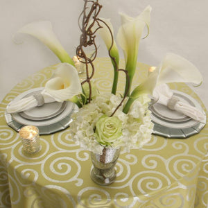 Oval Art Deco Metallic Jacquard Tablecloth
