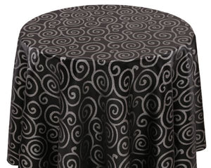 Oval Art Deco Metallic Jacquard Tablecloth
