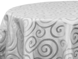 Oval Art Deco Metallic Jacquard Tablecloth