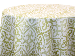 Round Custom Printed Panama Faux Burlap Table Throw