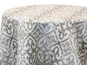 Round Custom Printed Panama Faux Burlap Table Throw