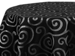 Oval Art Deco Metallic Jacquard Tablecloth