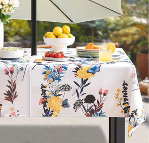 Blossom Floral Outdoor Tablecloth With Umbrella Hole and Zipper